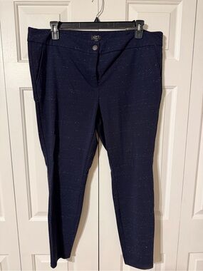 LOFT PLUS Navy Speckled Straight Stretch Pants